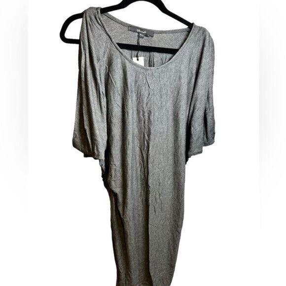 NWT YANK K Women’s Heather Gray Cold Shoulder Dolman Sleeve Tunic Dress- OS - Picture 1 of 5